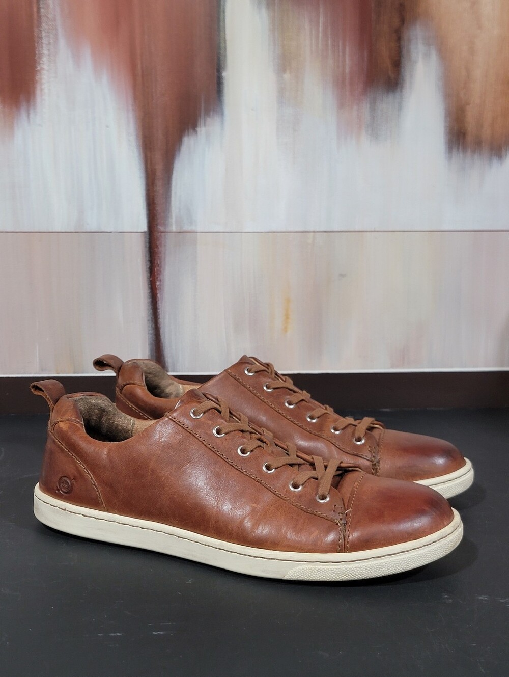 Born Allegheny Shoes Men's 8.5 M Brown Leather Comfort Lace Up Low Top Sneakers
